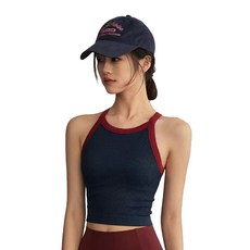 運動背心 女 羅紋撞色滾邊無袖彈力修身運動上衣