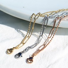 노이드비 써지컬스틸 얇은사슬 볼체인 두줄팔찌 3컬러