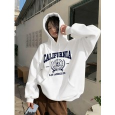 Mars 아메리칸 레트로 캘리포니아 컬리지 스타일 후드티 여성용 - 넉넉 릴렉스 핏 따뜻하고 피부친화적 몸매 보정 무난 코디 인스타 트렌디 브랜드 상의