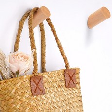 Felidio 나무 벽 후크 2팩 코트 후크 벽걸이 - 천연 나무 후크 코트 랙 수건 걸 수 있는 튼튼한 후크 입구 코트 벽용 모자 랙 너도밤나무 163602, Black Walnut - 6