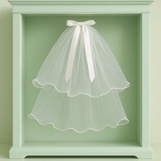 셀프웨딩 브라이덜샤워 웨딩촬영 2단 리본베일 면사포 촬영소품