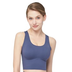 SWEAR 思薇爾 U got fit系列 M-XL 無鋼圈 交叉美背 無痕 包覆 素面 運動 短背心 (柏林藍)