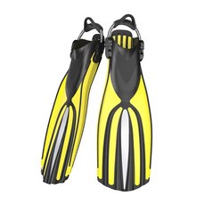 四線金剛潛水蛙鞋 船潛蛙鞋 專業潛水腳蹼 彈簧扣 高韌十足 動力十足, 黃色（彈簧款,S/M（歐規34-37