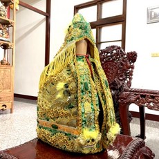 高級龍紋織錦緞布龍袍鑲玉設計-綠色, 1個, 大尺寸留言詢問（非下單處）