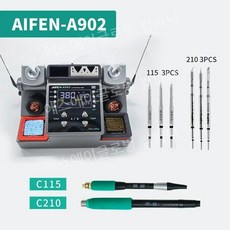 A902 납땜 스테이션 C115 C210 C245 PCB IC 수리 솔더 도구 더블 용접 작업, 210 115 with3tips_220V, 1개, 210 115 with3tips