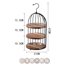 黑木系列鳥籠展示架 點心架 蛋糕盤 杯子蛋糕架 甜點架 下午茶托盤 婚禮佈置道具 三層, 1個, 三層/黑木鳥籠