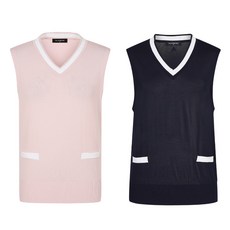 올포유 여성 솔리드 배색 브이넥 니트 조끼 25SS (AWSVO1281)