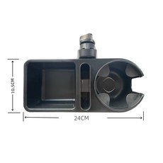 新品三合一嬰兒車架手機零食置物架寶寶遛娃推車奶瓶水杯架, 1個, 黑色:三合一