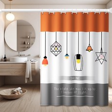 샤워 커튼 욕실 샤워 커튼 패브릭 샤워 커튼 화장실 파티션 가림막 커튼 고급 방수 샤워 커튼 곰팡이 방지 배리어 커튼 다용도 샤워커튼, 1개, 오렌지 샹들리에