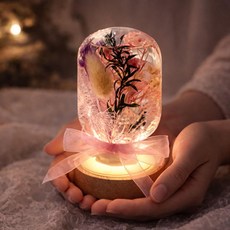 LED 투명유리병 프리저브드꽃 하바리움 원목 무드등 만들기 오감발달 기념 교구 실내 기관