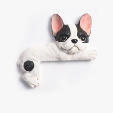 可愛狗法鬥開關裝飾墻貼保護套現代簡約樹脂動物3d立體插座貼創意kun, 黑白左臥法鬥