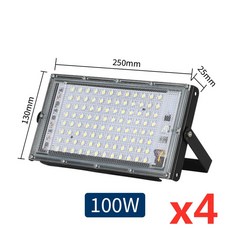 4 개/몫 LED 홍수 빛 100W IP65 방수 50W 110V 220V 스포트라이트 야외 투광 조명 Led 가로등 정원 차고 마당, 100W 4pcs, Warm White