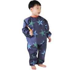 소아베 불가사리 유아동 전신 미술가운 + 파우치, 네이비