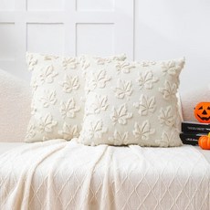 All Smiles 가을 장식용 쿠션 커버 40.6 x 40.6cm(16 x 16인치) 크림 추수감사절 가을 부드러운 플러시 인조 모피 자카드 농가 홈 쿠션 케이스 장식 거실