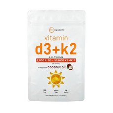마이크로 인그리디언츠 비타민D3 2000IU & K2(MK7) 50mcg 300소프트젤, 1개, 300정
