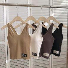 크롭 패드 민소매티 캡나시, 크롭 패드 민소매 블랙