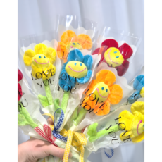 비비드위 스마일꽃 행사 입학 축하 꽃인형 한송이, 오렌지, 1개