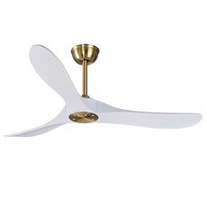BIGZONE 132 1CM 선풍기 에너지 모터 골드 천장 블랙 리모컨 조용한, 88Inch, 메탈 골드화이트 블레이드