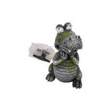 金金水族 氣動式大眼鱷魚 氣動動物 鱷魚 水族魚缸裝飾 沉底造景 桌面擺飾 冒氣泡裝飾品, 1個, 氣動式 站立鱷魚 U-573