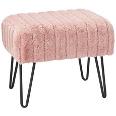 Home Soft Things 슈퍼 밍크 인조 모피 핑크 오토만 벤치 48.3 x 33 x 43.2cm(19 x 13 x 17인치) 로즈 스모크 거실 발 받침대 스툴 입구