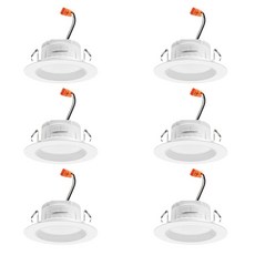 레트로핏 스마트 다운라이트 RGBW M6 10.2cm 4인치 매트화이트, 단일 4인치 6팩 표준 조절불가 부드러운트림 화이트