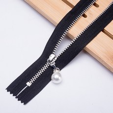 精選優品 小拉鏈拉鎖包包金屬裝飾配件珍珠銅拉鏈專用拉鏈條拉鏈扣拉頭輔料, 黑色銀齒60cm 1條, 1個