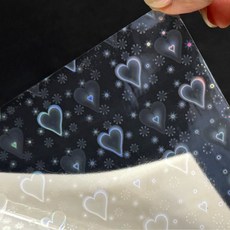 붙이는 코팅 필름지 홀로그램 시트지 잘라쓰는 포카 보호 스티커 A4 택1, 하트