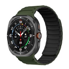 갤럭시 워치 울트라 러기드 실리콘 마그네틱 밴드 스트랩 47mm, 그린/블랙, 1개