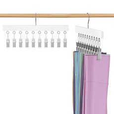 옷장 걸이용 레깅스 오거나이저 나무 바지 행거 2팩 최대 20개의 반바지 보관 360° 회전 공간 절약형 걸이 정리함 모자 속옷 스카프용 화이트, 옷장 걸이용 레깅스 오거나이저, 나무 바지 행거 2팩,, White