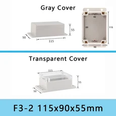 방수 정션 박스 F형 ABS 신소재 플라스틱 케이스 계측기 프로젝트 인클로저 IP67 야외 전자 하우징, 7)Grey Cover, F3 2 115x90x55mm