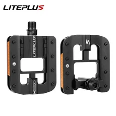 Liteplus 자전거 페달 알루미늄 합금 접이식 자전거 페달 Bmx 자전거 접이식 페달 자전거 부품, 04 Black