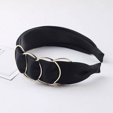 韓系寬邊布藝金色圓環髮箍 頭箍 適用於洗臉外出, 1個, 1 # 黑色