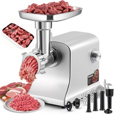 화뉴 전기 고기 그라인더 소시지 메이커 기계 2800W 맥스 헤비 듀티 스테인리스 스틸 블레이드 & 3 연삭 플레이트 스터퍼 튜브 및 가정용 주방용 큐브 키트 사용