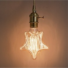 LED造型燈泡 五角星鑽石 愛迪生鎢絲 復古暖黃光 E27裝潢氣氛燈泡, 1個, 五角星 鎢絲 直絲-黃光