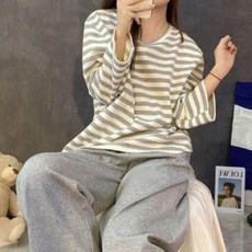 여성 캡내장 패드내장 잠옷 단가라 긴팔 긴바지 세트