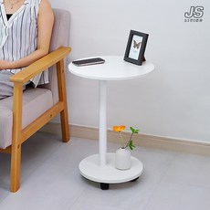 JS리빙 거실 인테리어 원형 사이드 테이블 베드 바퀴 트레이 침대 협탁 테이블 침실 다용도 정리대 침실 보조 노트북 책상 미니 북선반 #바퀴달린 @JSLIVING-8745212ER