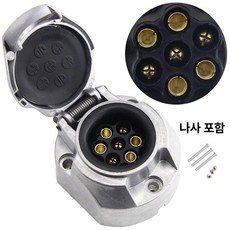 유럽식 7핀 플러그 견인장치 알루미늄 용품 트레일러 커넥터 소켓 선로 캠핑카 전원 배선, 1개, 유럽 규격 7핀 소켓 나사3개포함 B