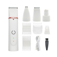 코코 다기능 반려동물 이발기 강아지 전동 미용기 발톱 그라인더 겸용 저소음 클리퍼, 1개, 화이트