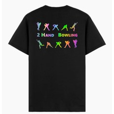 볼링크루 볼링 티셔츠 투핸드 볼러 홀로그램 덤리스, 블랙, 드라이 메쉬, 1개