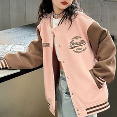 로르카 14세 이상 사용 가능 여아 스냅버튼 배색 레터링 캐주얼 긴팔 아동 자켓