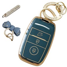 루루형제 기아 호환 자동차 프리미엄 TPU 키 케이스+번호 키링+가죽리본, 스카이그레이, AK-01