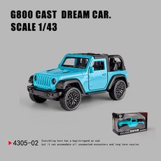 DFMEI 三開門Rross-Country合金仿真越野跑車模型兒童回力玩具小汽車, 如圖, 藍色-敞篷版Rubicon【中文彩盒】