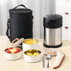 스피세프 대용량 분리형 보온도시락 전자레인지 도시락, 1개, 은색