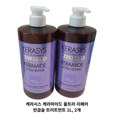 케라시스 케라마이드 반곱슬 손상모 클리닉 헤어트리트먼트, 1L, 2개