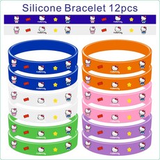 키티 우표 생일 호의 헬로 스티커 GOODIE 용품 선물 장식 팔찌 필러 BAG 파티 어린이를위한 슬랩 문신, 12pcs Bracelet