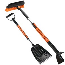 차량용 눈빗 세트 겨울 차량 제설 도구 길이조절 빗자루+스크래퍼+삽, 1세트