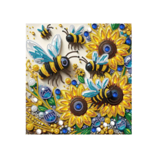 스타일하우스 DIY페인팅 보석십자수 특수큐빅 비즈 25x25, 1개, A9 꿀벌&해바라기