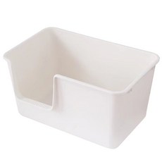 一體式側開貓砂盆 奶油白 加高側圍防撥砂 貓砂盆 貓廁所, 奶白, 1個