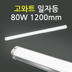 LED 고와트 일자조명 80W 1200mm 주차장 공장등 창고 매장조명 25000시간 장수명램프, 1개, 주광색