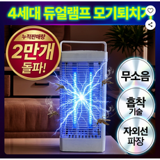 프리미엄 무소음 모기 해충 퇴치기 20W LED 블루라이트, 화이트